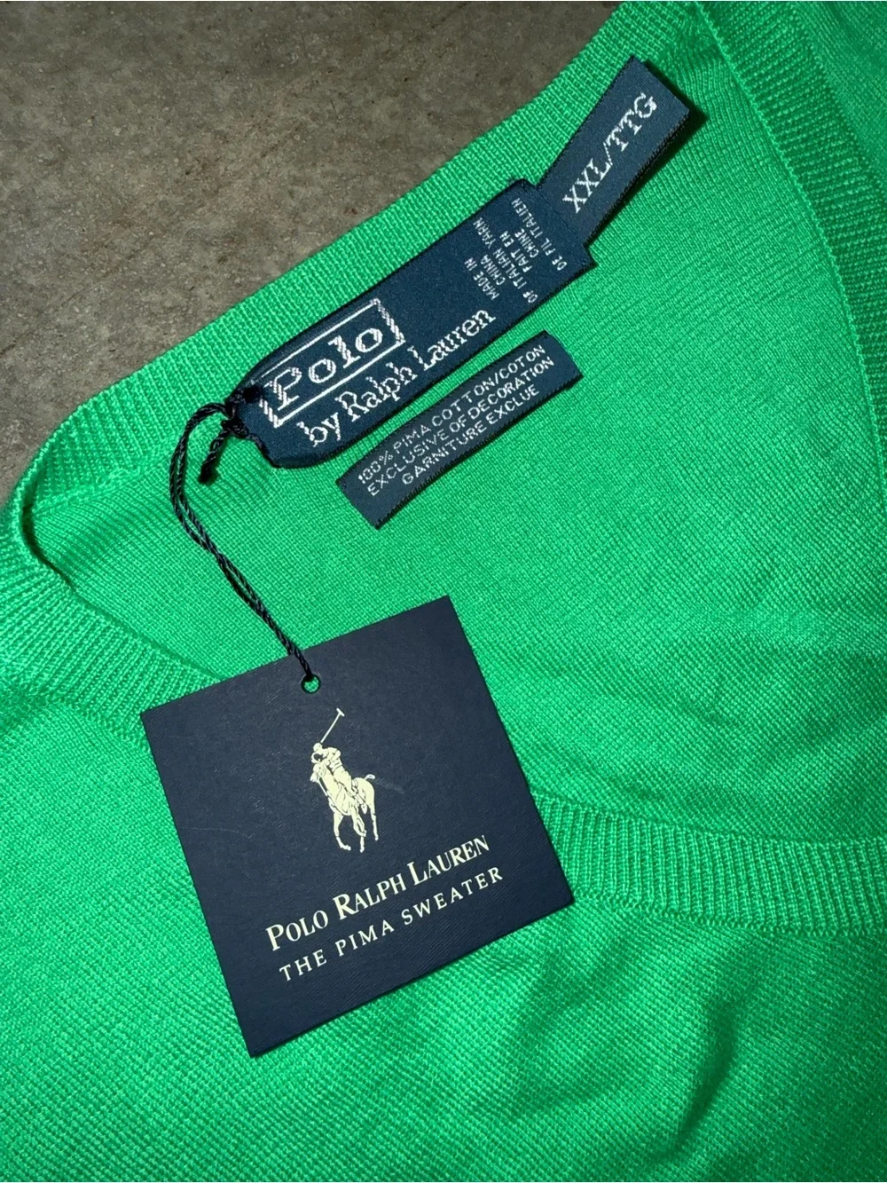 Vintage Y2K Polo Ralph Lauren The Pima Sweater Green Vest Men’s 2XL New W Tags